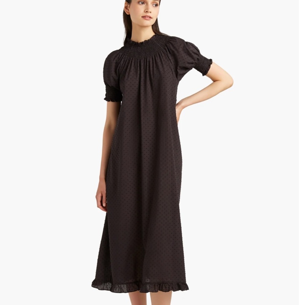 Hill House The Caroline Nap Dress in Black Swiss Dot Dress NEW Small